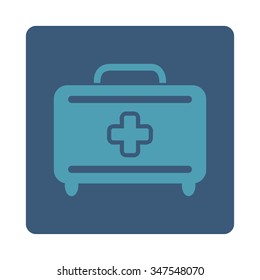 Medical Baggage vector icon. Style is flat rounded square button, cyan and blue colors, white background.
