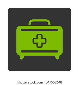 Medical Baggage vector icon. Style is flat rounded square button, eco green and gray colors, white background.