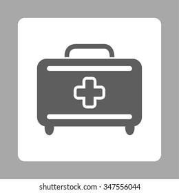 Medical Baggage vector icon. Style is flat rounded square button, dark gray and white colors, silver background.