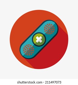 medical bandage flat icon with long shadow