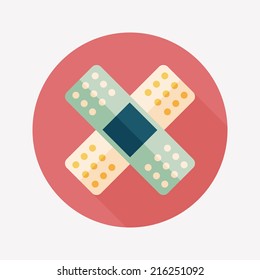 medical bandage flat icon with long shadow