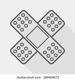 medical bandage flat icon with long shadow, line icon