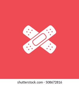 Medical Bandage Flat Icon On Red Background