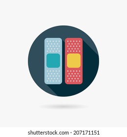 medical bandage Flat style Icon with long shadows