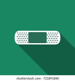 Medical bandage plaster icon isolated with long shadow. Flat design. Vector Illustration