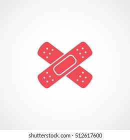 Medical Bandage Red Flat Icon On White Background