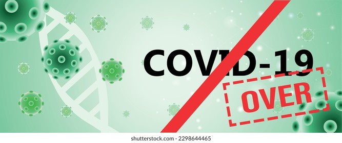 Medical banner with abstract virus cells. End of covid-19 pandemic. Vector illustration