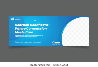 Medical banner cover social media and website design template. Blue gradient color with abstract background. image space replacement easy to use.