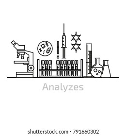 Medical banner of linear graphics. Vector illustration.