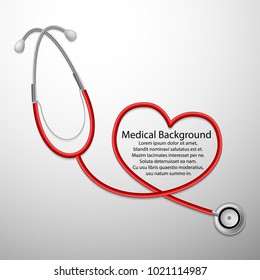 Medical banner stethoscope with heart-shaped tube