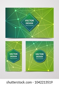 Medical banner with technological, scientific, abstract, geometric background. Set web banner templates for advertising and attracting customers with polygonal abstract shapes, circles, lines, triangl