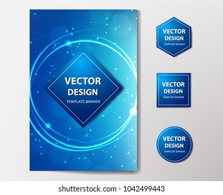 Medical banner with technological, scientific, abstract, geometric background. Set web banner templates for advertising and attracting customers with polygonal abstract shapes, circles, lines, triangl