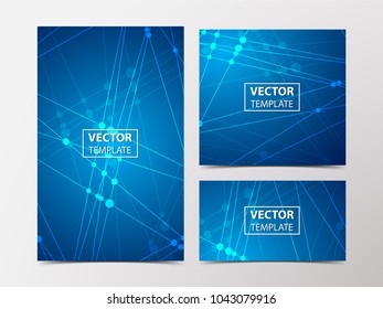 Medical banner with technological, scientific, abstract, geometric background. Set web banner templates for advertising and attracting customers with polygonal abstract shapes, circles, lines, triangl