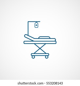 Medical Barrow With Drop Counter Blue Line Icon On White Background