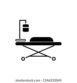 Medical bed black icon, vector sign on isolated background. Medical bed concept symbol, illustration 