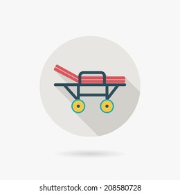 medical bed flat icon with long shadow