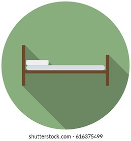 Medical bed in flat style icon with shadow. Vector illustration.