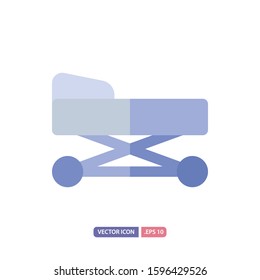 medical bed icon in flat style. Vector logo design template. Modern design icon, symbol, logo and illustration. Vector graphics illustration and editable stroke. Isolated on white background.