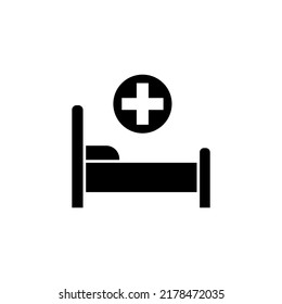 Medical Bed Icon Glyph Style Design. Medical Bed Vector Illustration. Isolated On White Background.