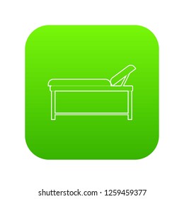 Medical bed icon green vector isolated on white background