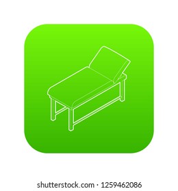 Medical bed icon green vector isolated on white background