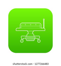 Medical bed icon green vector isolated on white background