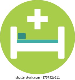 medical bed icon, vector flat illustration, symbols for web, apps or print. can use for hotel bed.