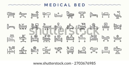 Medical Bed modern icon set. Icons for website. Vector artwork and illustration. Room icon set. Includes thin line symbols hospital, room and more.