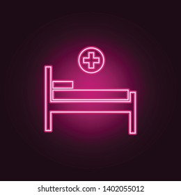 Medical bed neon icon. Elements of Medecine set. Simple icon for websites, web design, mobile app, info graphics