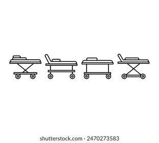 medical bed stretcher icon vector design symbol line flat illustration collections sets isolated