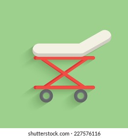 Medical bed symbol on yellow background,clean vector