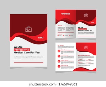 Medical Bi-fold Brochure Template. Multipurpose template with cover, back and inside pages.