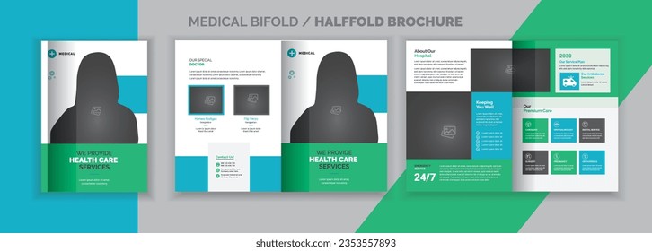 Medical Bifold Halffold Brochure design template for hospital 