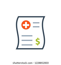 Medical bill color icon. Clipart image isolated on white background