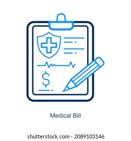 Medical Bill Or Medical Cost Icon Concept