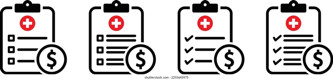 Medical bill icon. Medical cost icon. Medical payment icon, vector illustration