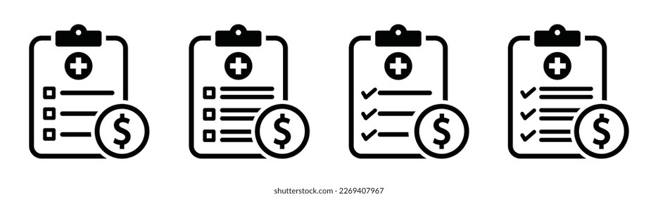 Medical bill icon. Medical cost icon. Medical payment icon, vector illustration