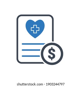 Medical bill icon. doctor prescription, doctors note, medical balance icon.