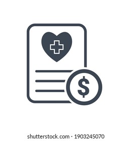 Medical bill icon. doctor prescription, doctors note, medical balance icon.