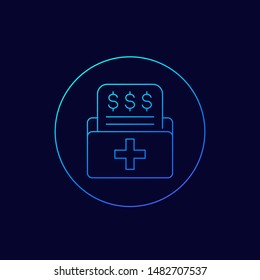 medical bill icon, line vector