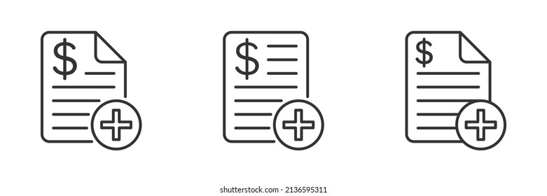 Medical bill icon. Medicine cost. Health Insurance. Flat vector illustration.