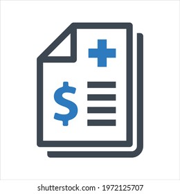 Medical bill icon, vector and glyph