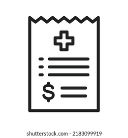 Medical Bill icon vector image. Can also be used for Physical Fitness. Suitable for mobile apps, web apps and print media.