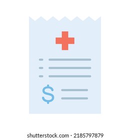 Imagen vectorial de icono de factura médica. También se puede usar para Fitness físico. Adecuado para aplicaciones móviles, aplicaciones web y medios impresos.