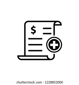 Medical bill outline icon. Clipart image isolated on white background