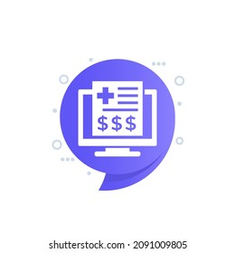 medical bill, payment icon, vector