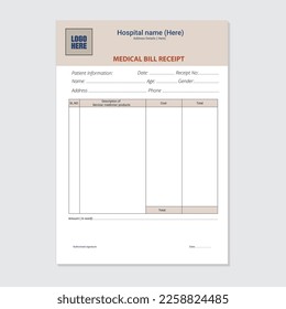 Medical bill receipt vector illustration template ready to print