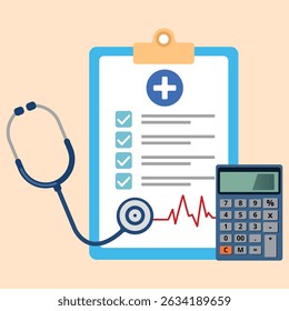 Medical bill with stethoscope and calculator