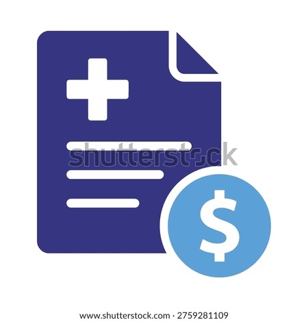 Medical billing document with dollar sign icon on white background representing healthcare costs and finance