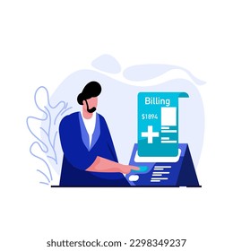 Medical Billing Flat Illustration Minimalist of Key Employees Healthcare Industry. Modern vector concepts for web page website development, mobile app